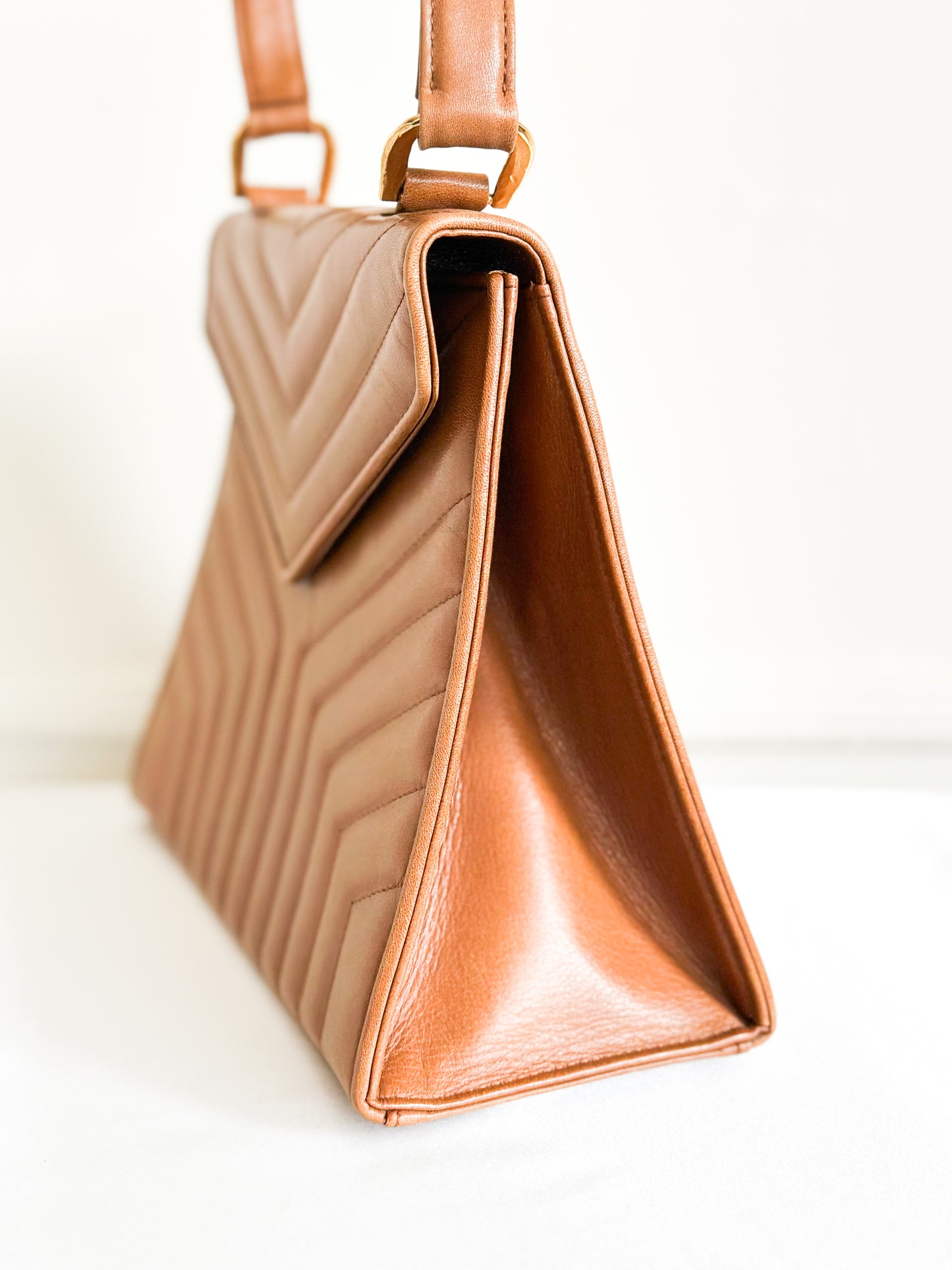 Vintage YSL Top Handle Leather Bag Brown