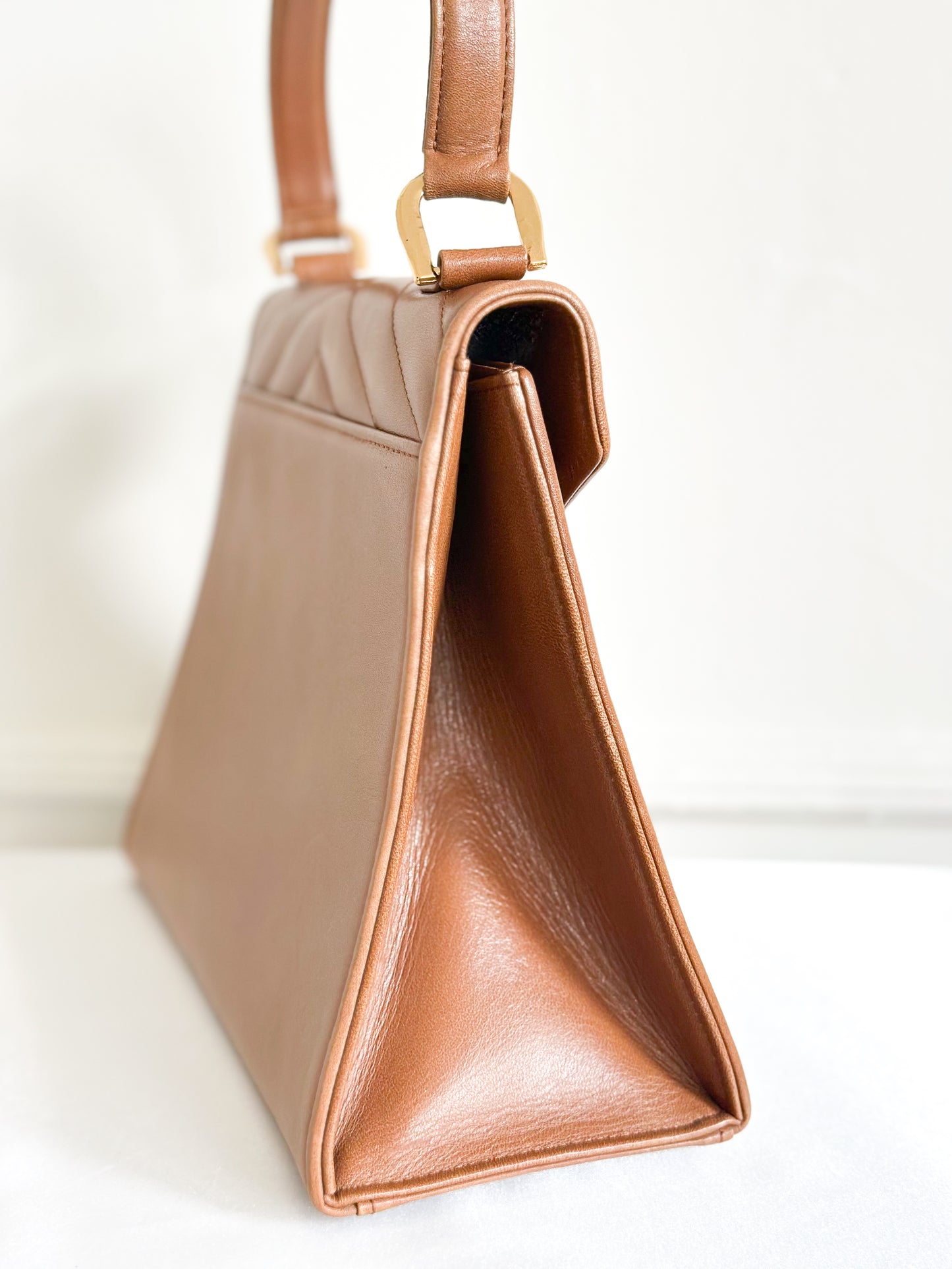 Vintage YSL Top Handle Leather Bag Brown