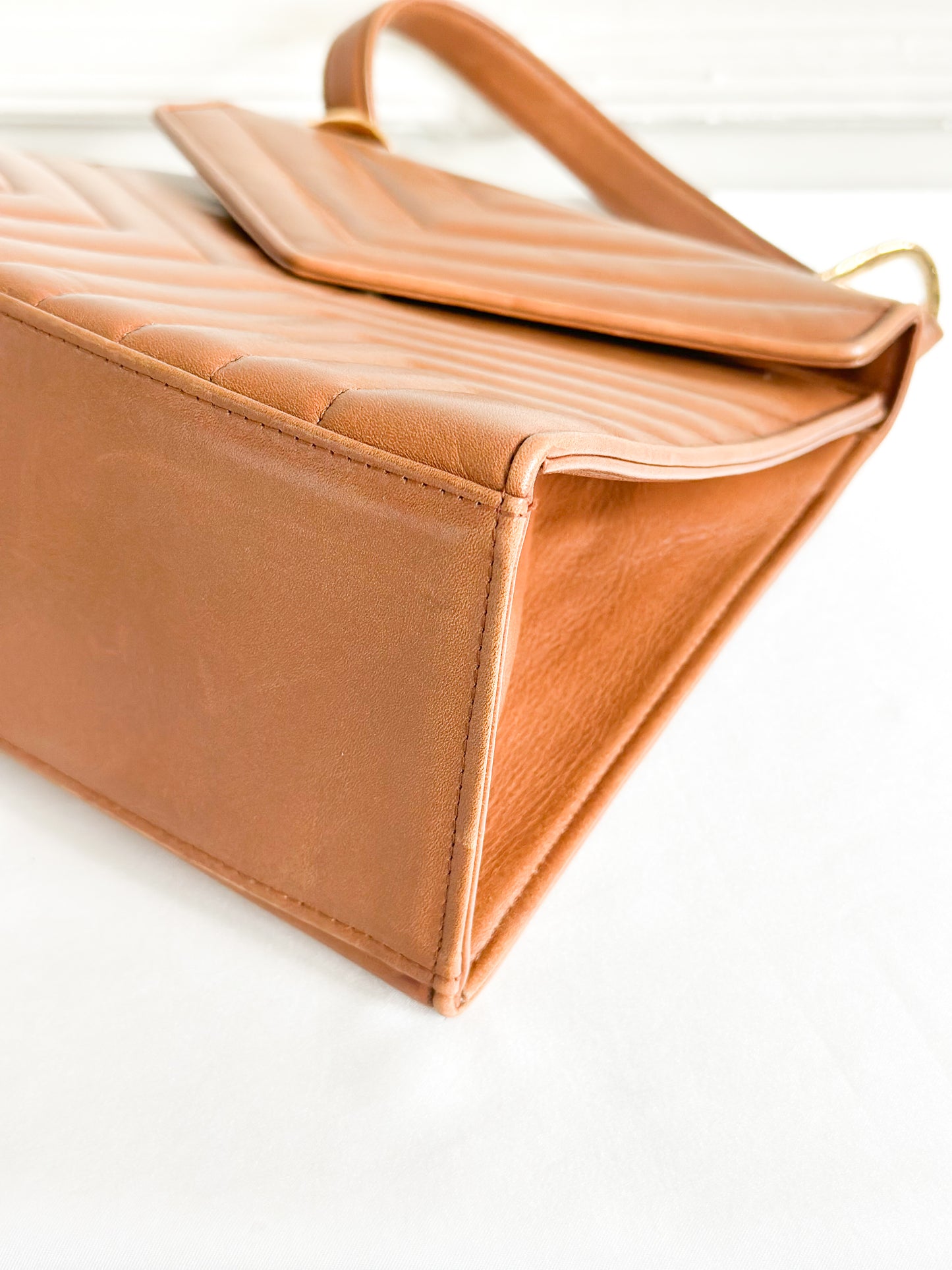 Vintage YSL Top Handle Leather Bag Brown