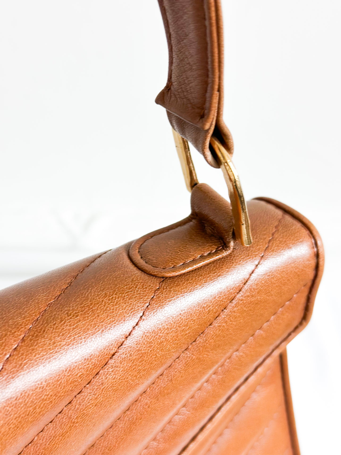Vintage YSL Top Handle Leather Bag Brown