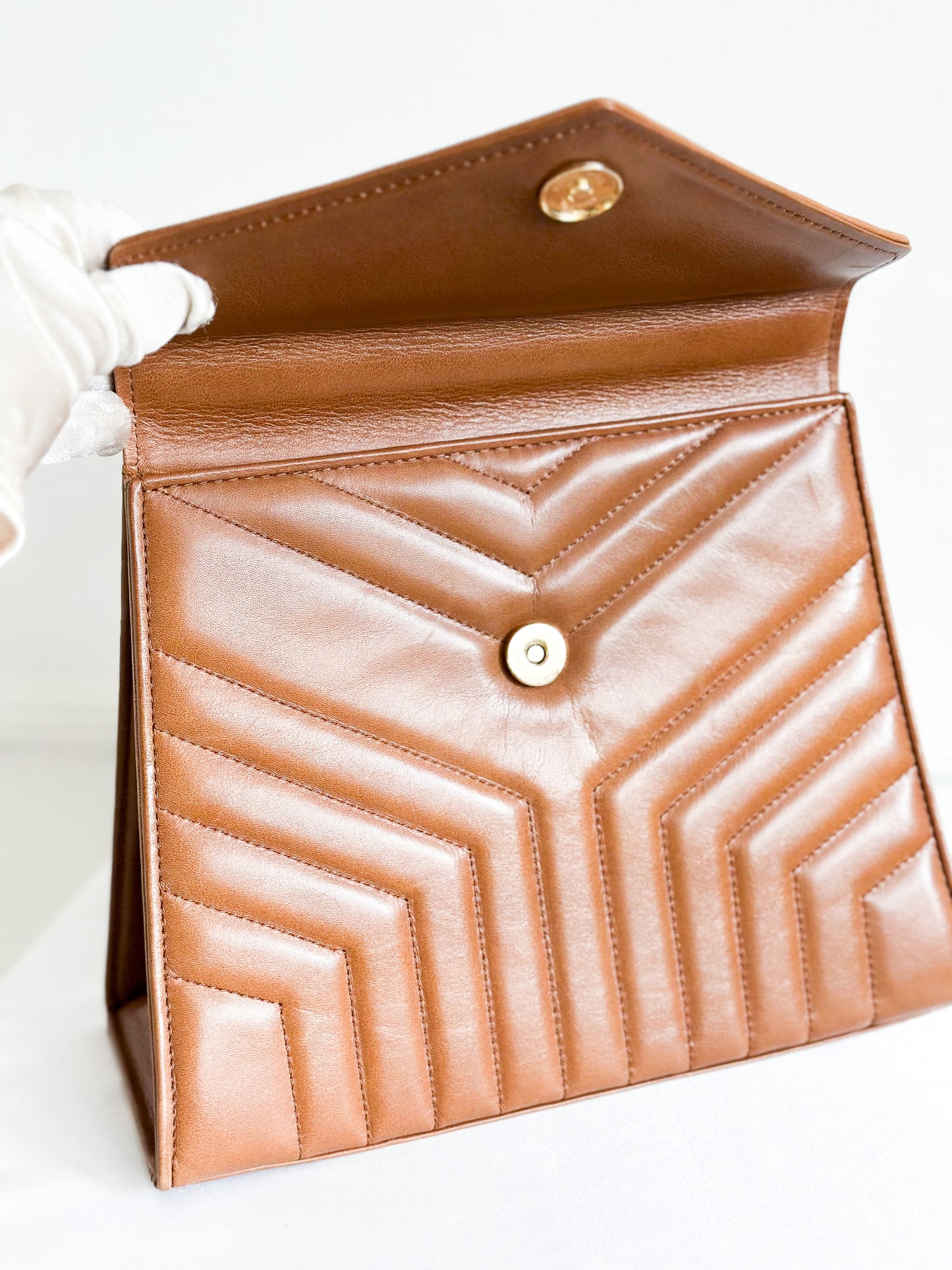 Vintage YSL Top Handle Leather Bag Brown