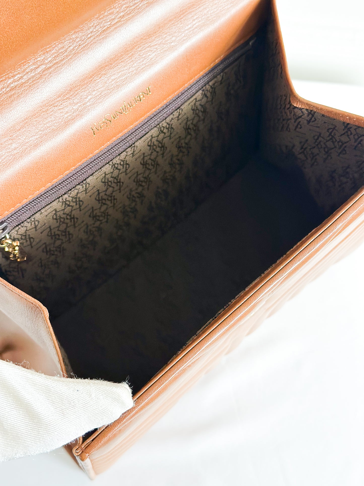 Vintage YSL Top Handle Leather Bag Brown