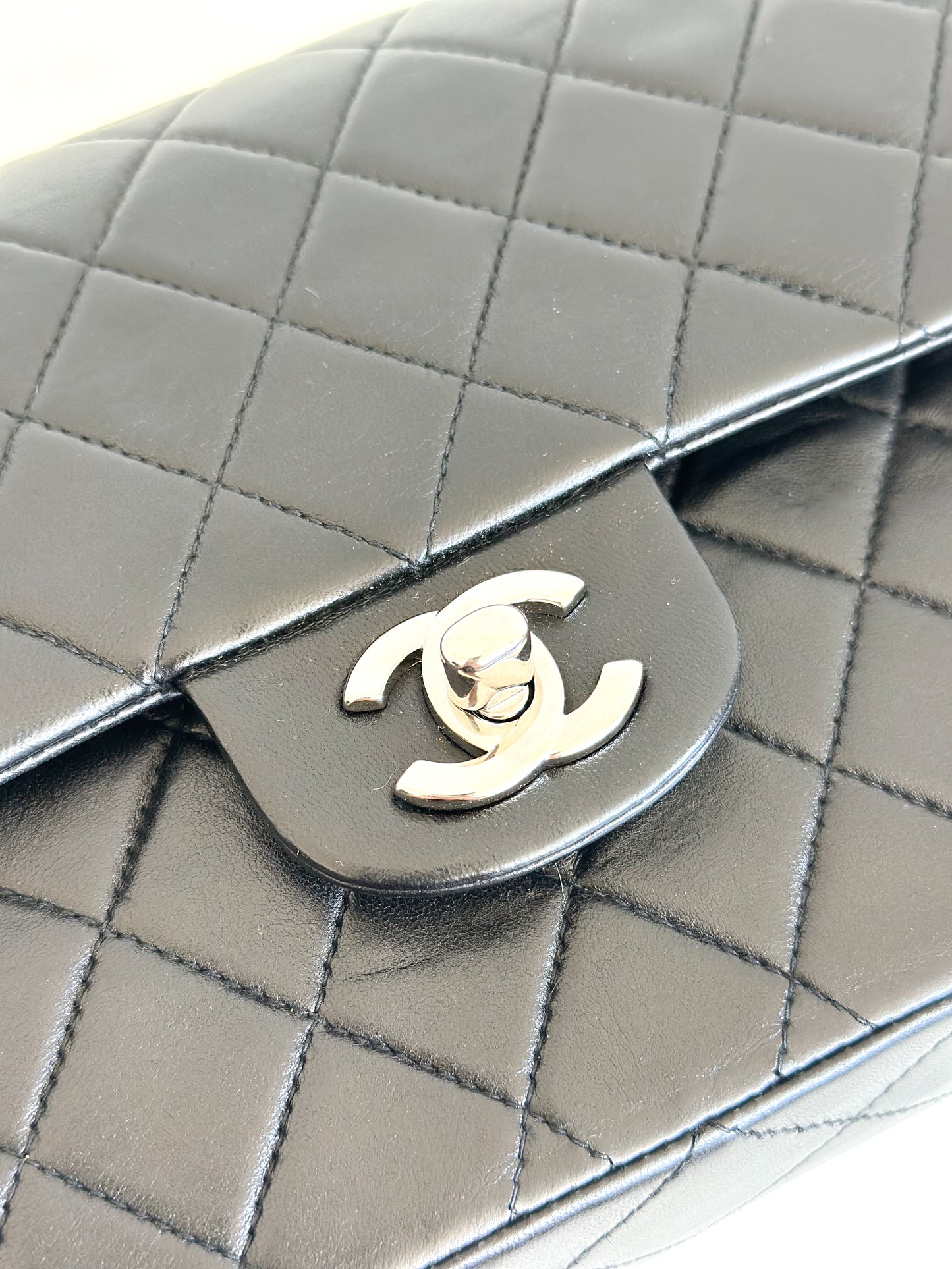 2002 Vintage Chanel Classic Medium Flap Bag with Silver Hardware