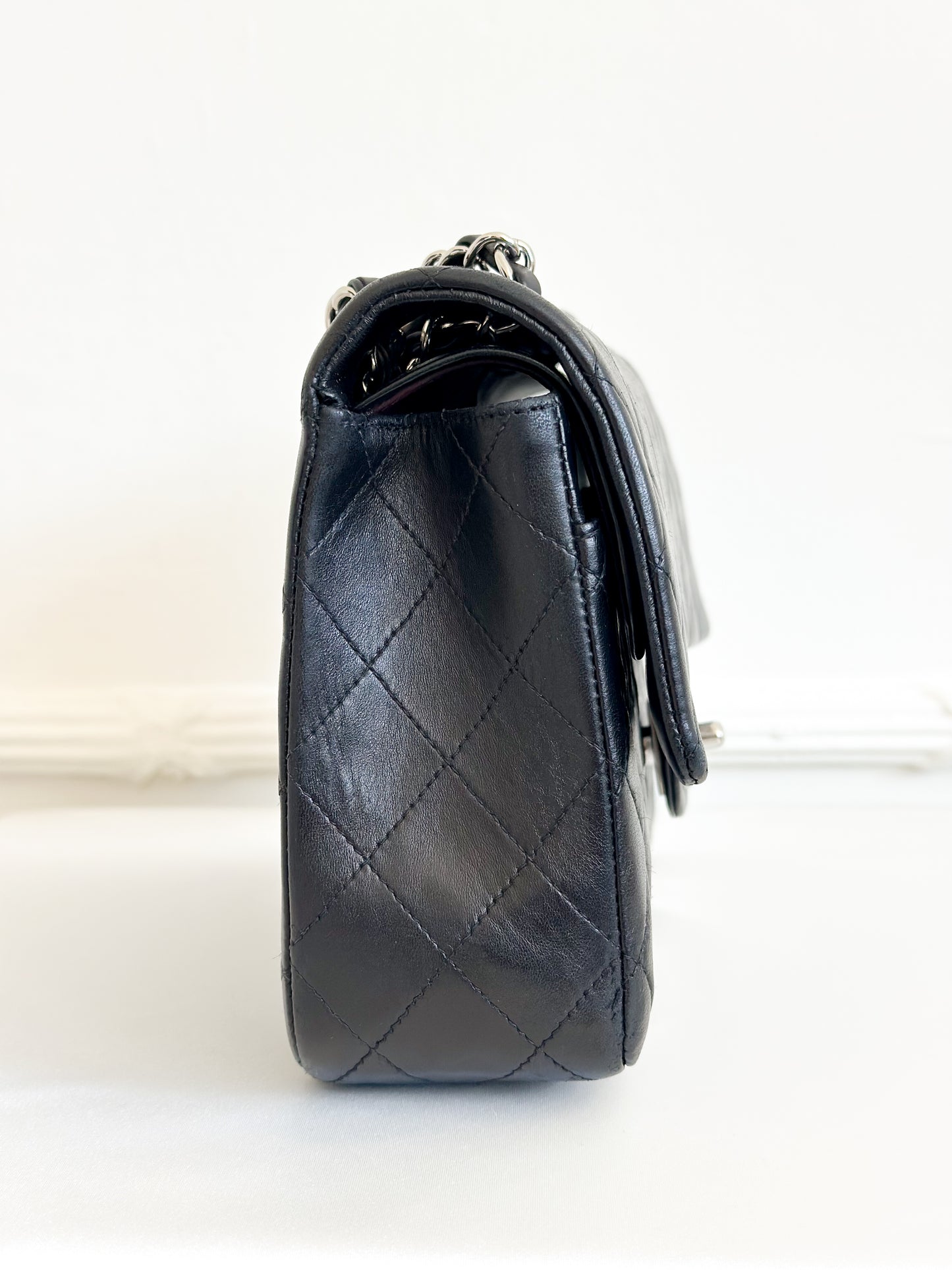 2002 Vintage Chanel Classic Medium Flap Bag with Silver Hardware