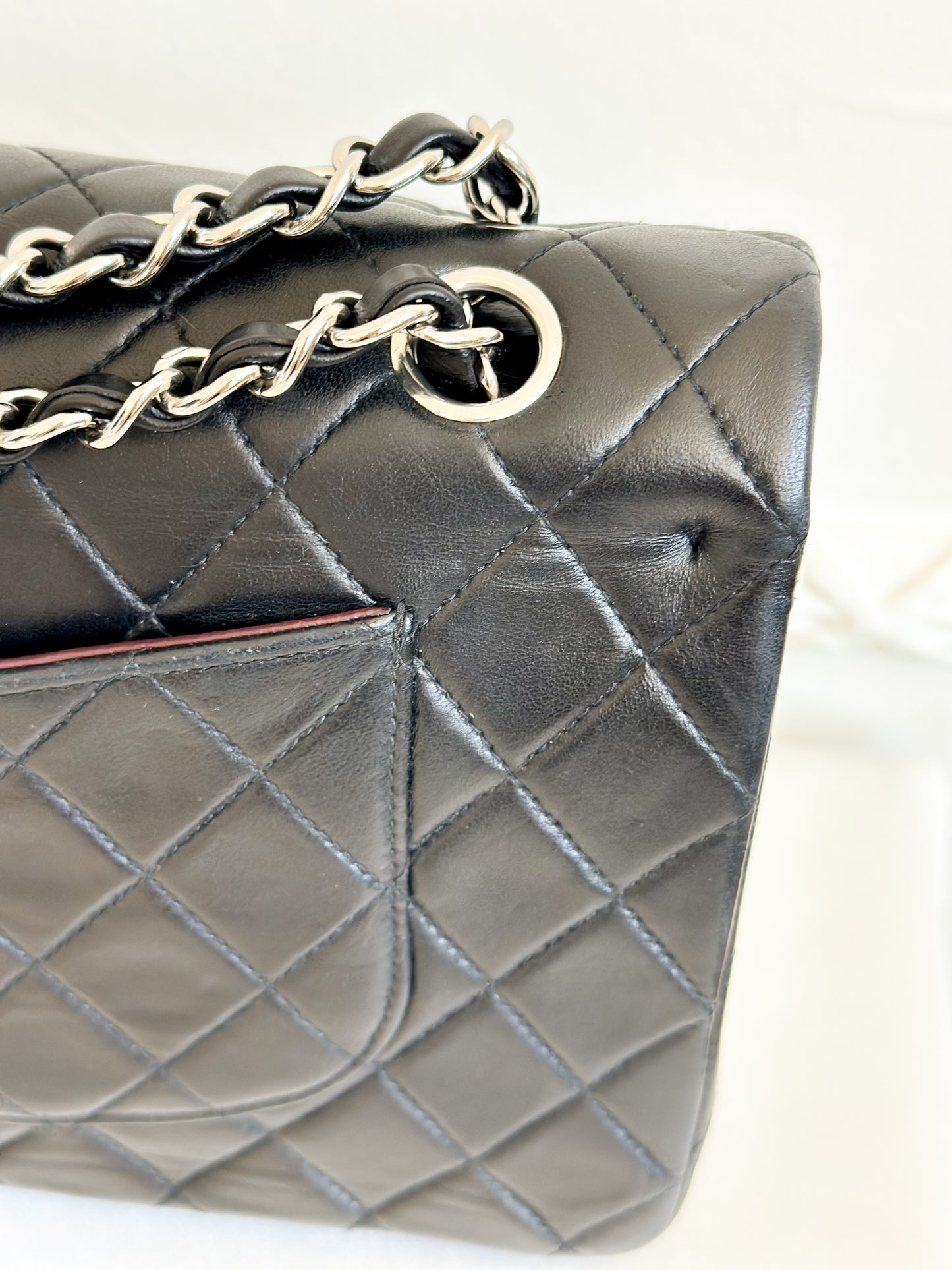 2002 Vintage Chanel Classic Medium Flap Bag with Silver Hardware