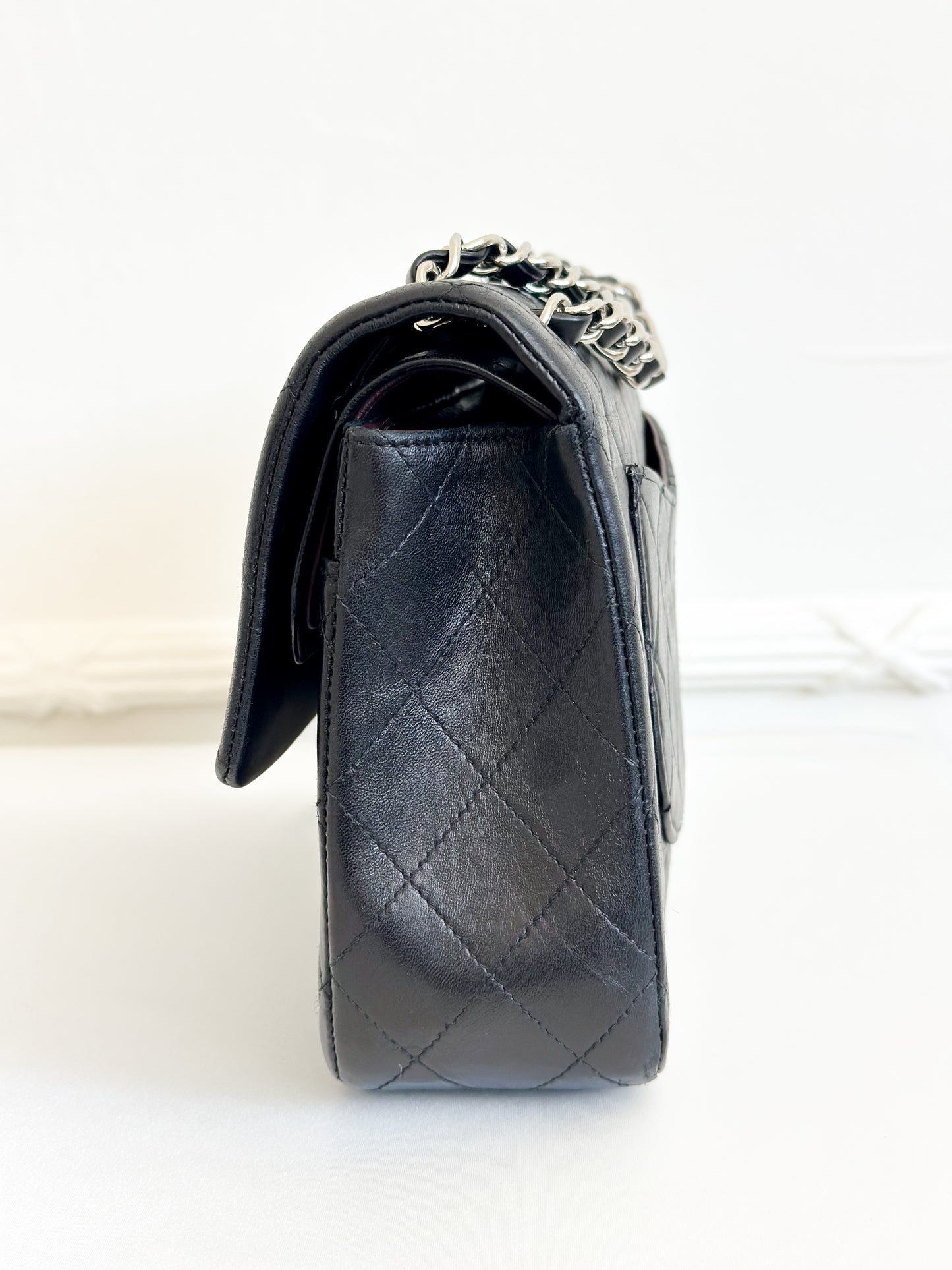 2002 Vintage Chanel Classic Medium Flap Bag with Silver Hardware