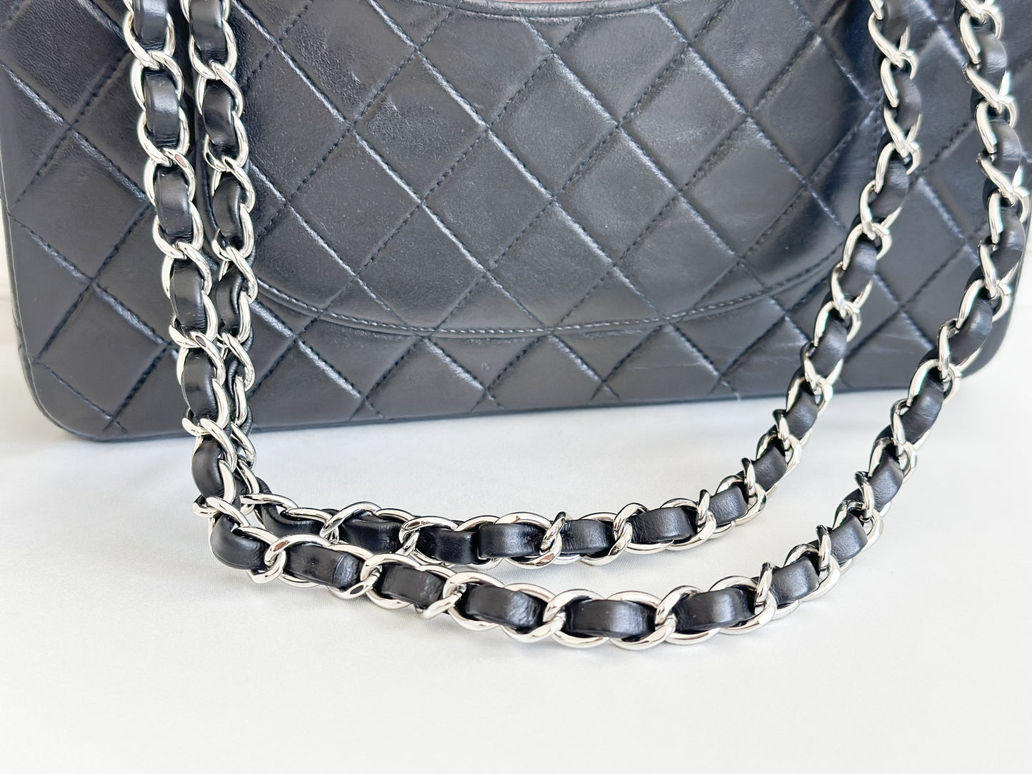 2002 Vintage Chanel Classic Medium Flap Bag with Silver Hardware