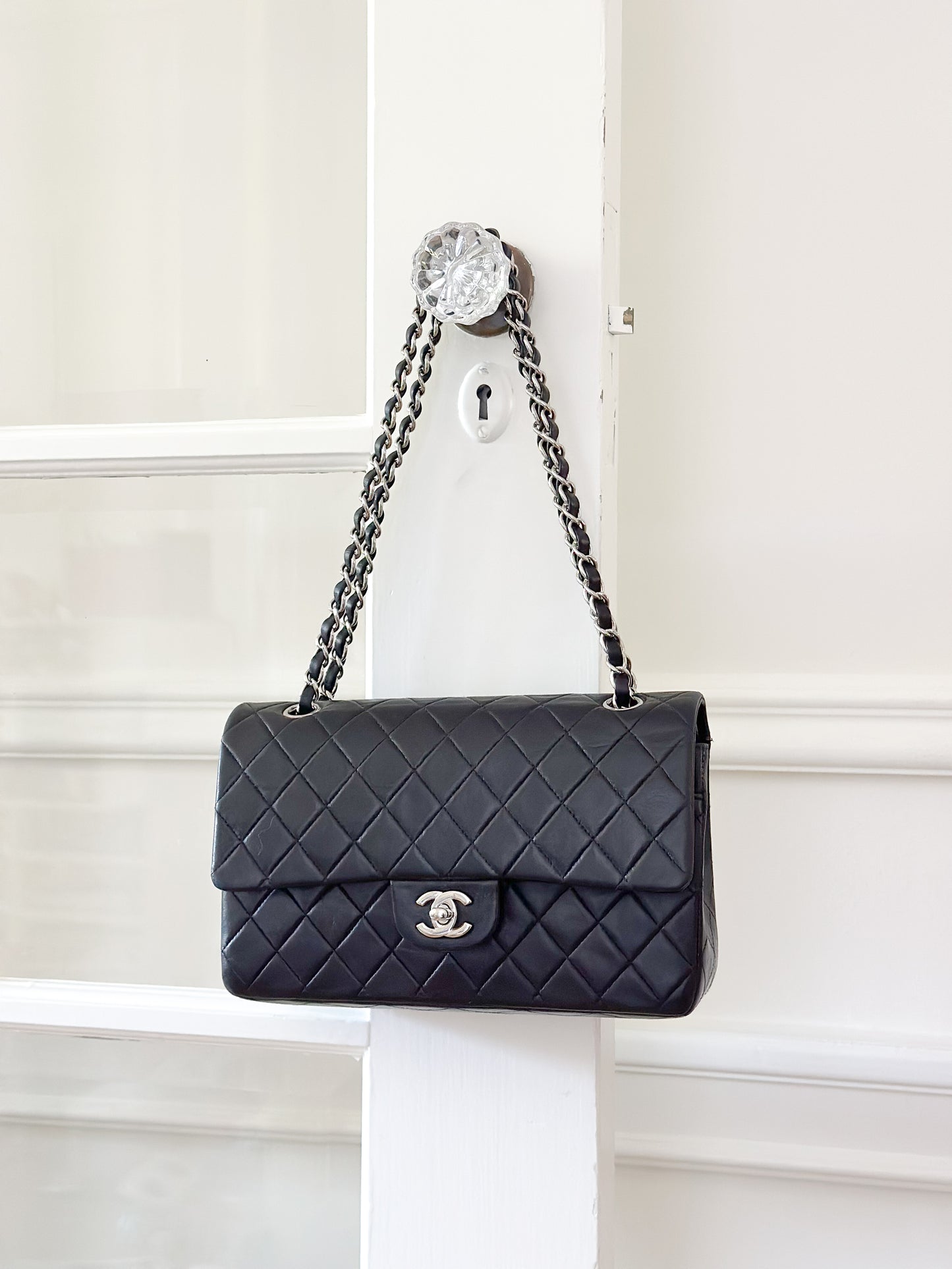 2002 Vintage Chanel Classic Medium Flap Bag with Silver Hardware